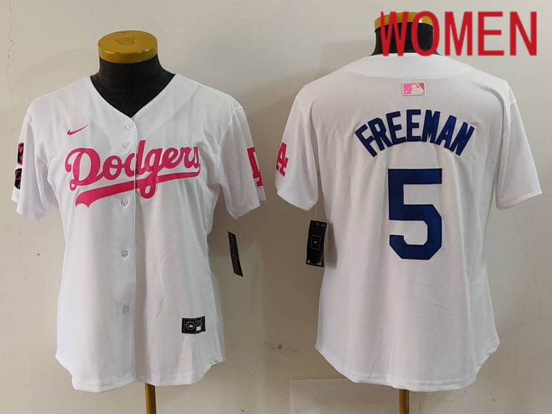Women Los Angeles Dodgers #5 Freeman White joint name 2024 Nike MLB Jersey style 912